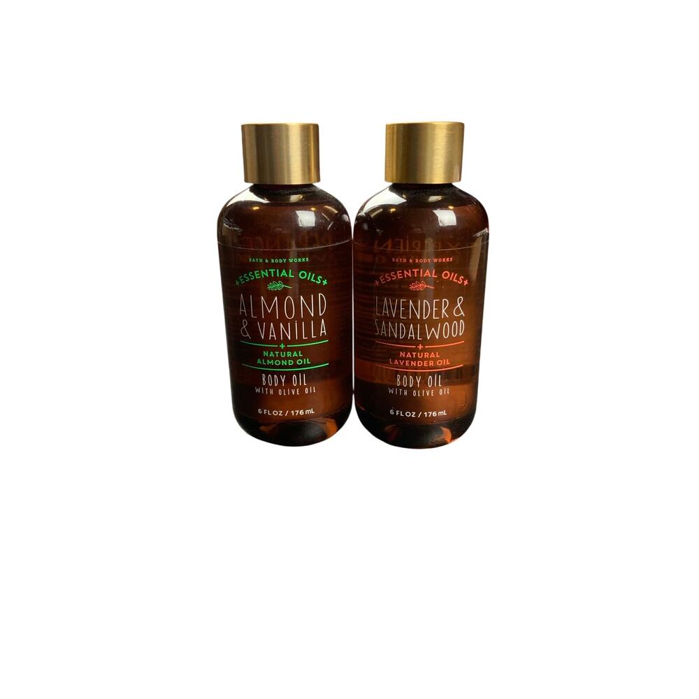 Rare Bath & Body Works Essential Body Oil Set Almond Vanilla Lavender Sandalwood